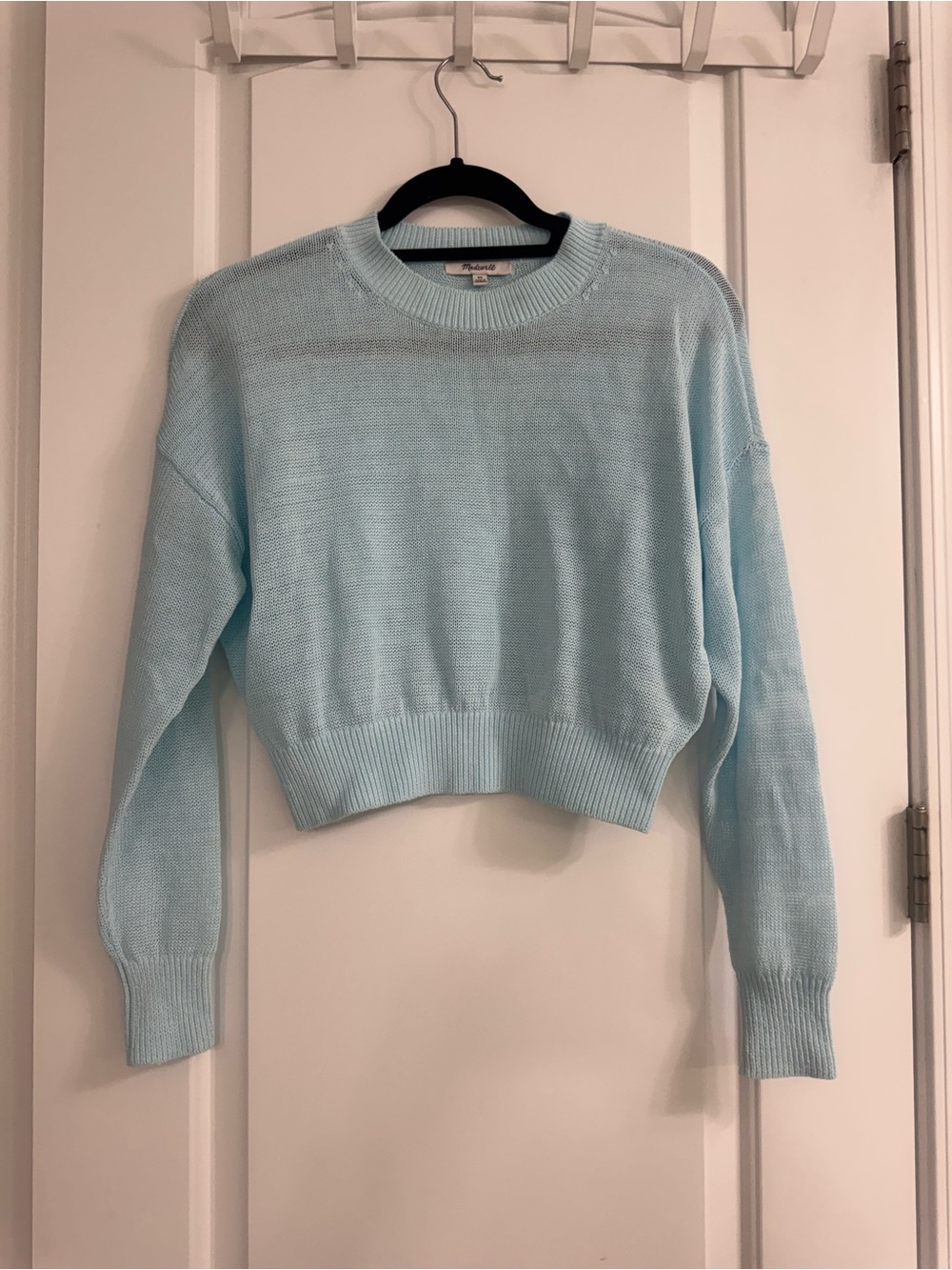 Madewell Pale Blue Cropped Crewneck Sweater